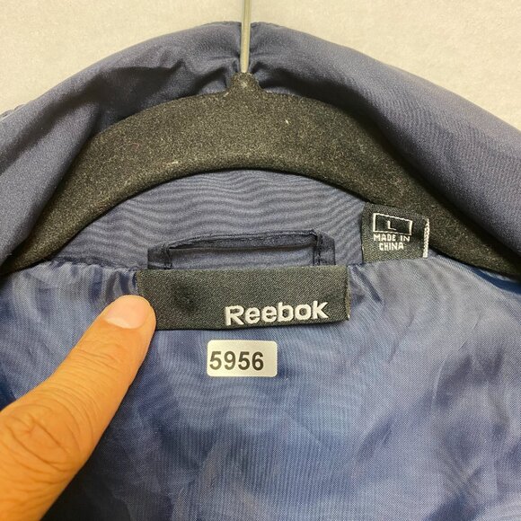 Reebok Air Force Windbreaker Jacket Men's L Navy Colorblock Full Zip - Picture 8 of 13